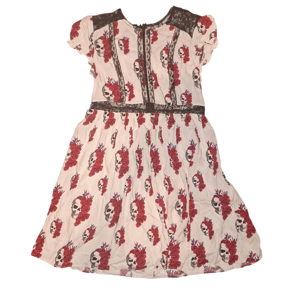 Royal Bones White and Red Floral Lace Dress
